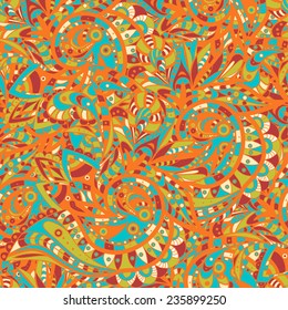 Vector colorful Seamless abstract hand-drawn ornament pattern, wavy background. Pattern can be used for wallpaper, pattern fills, web page background, surface textures. 