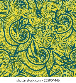 Vector colorful Seamless abstract hand-drawn ornament pattern, wavy background. Pattern can be used for wallpaper, pattern fills, web page background, surface 