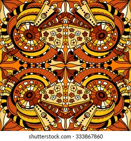 Vector colorful seamless abstract pattern. Hand-drawing, zentangle vector background. Greeting card design