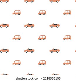 Vector colorful seamless baby pattern, print with different cars, vehicles, vehicle for children, kids clothes, wear, apparel