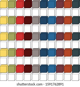 Vector colorful seamless background with 3d squares