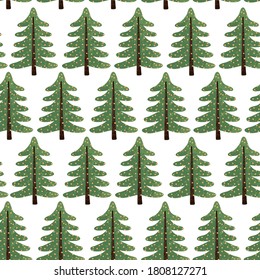 Vektorbunter, nahtloser Hintergrund mit Weihnachtsbaum. Moderne Illustration. Kann für Tapeten, Muster Füllungen, Webseiten, Oberflächentexturen, Stoffdruck, Packpapier verwendet werden.