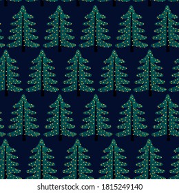 Vector colorful seamless background with Christmas tree. Modern illustration. Can be used for wallpaper, pattern fills, web page, surface textures, textile print, wrapping paper.