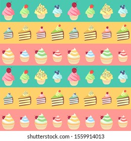 Vector colorful seamless cake background