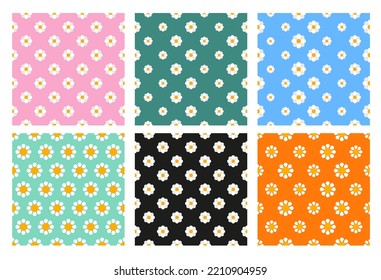 Vector colorful seamless chamomile pattern isolated on a white background. daisy home decor textile for crafters designers