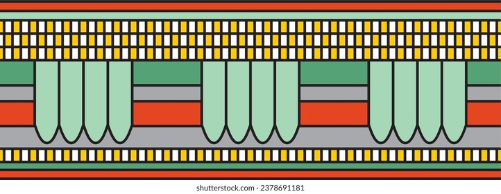 Vector colorful seamless Egyptian border. Endless Ornaments of Ancient Egypt. Geometric African frame.
