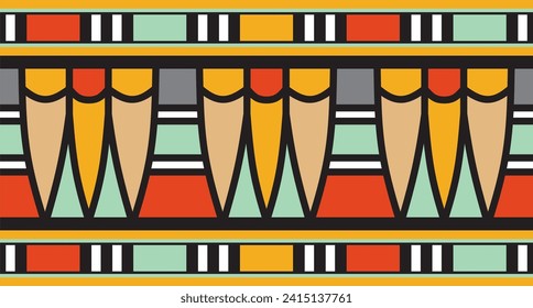 Vector colorful seamless Egyptian border. Endless Ornaments of Ancient Egypt. Geometric African frame.
