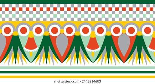 Vector colorful seamless Egyptian border. Endless Ornaments of Ancient Egypt. Geometric African frame.
