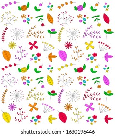 Vector of colorful seamless flowers illustration pattern isolated on white background