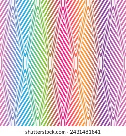 Vektor-buntes nahtloses geometrisches Gradientenmuster mit Regenbogen-Diagonalstreifen und Rauten