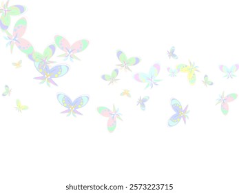 Vector colorful seamless gradient pattern with hearts, flowers and butterflies Decorative butterflies flying children background.