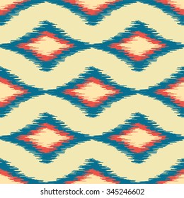 Vector colorful seamless ikat ethnic pattern