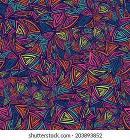 Vector colorful seamless pattern with abstract triangles. Endless background. Ethnic pattern. Vector bright backdrop, graphics pattern. Use for  wallpaper,pattern fills, fabric ,web page background
