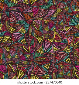 Vector colorful seamless pattern with abstract triangles. Endless background. Ethnic pattern. Vector bright backdrop, graphics pattern. Use for  wallpaper,pattern fills, fabric ,web page background