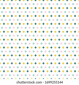 Vector colorful seamless pattern background with abstract sparks, crosses shapes.