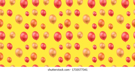 Vector colorful seamless pattern, balloons, flying objects, happiness concept, graphic backdrop template, background.