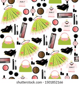 Vector colorful of seamless pattern beauty and fashion for background.