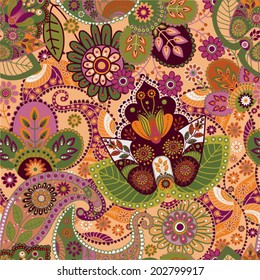 Vector colorful seamless pattern in ethnic style