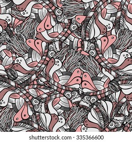 Vector colorful seamless pattern. Ethnic retro design in zentangle style with abstract ornament for textile, fashion fabric, wallpaper, wrapping paper etc