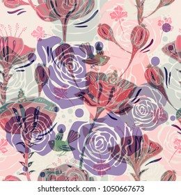 Vector colorful seamless pattern with flowers. Wallpaper for smart phone cover textile web cards invitations