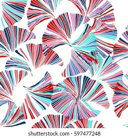 Vector colorful seamless pattern. Hand drawn leaf of Ginkgo Biloba. Botanical theme