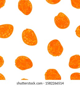 Vector colorful seamless pattern with illustrations of dried apricots isolated on white background. Can be used for wallpaper, pattern fills, web page, surface textures, textile print, wrapping paper