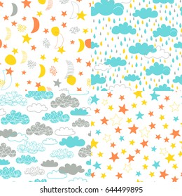 Vector colorful seamless pattern for kids.  Ideal for cards, invitations, baby shower, party,  kindergarten, children room decoration.