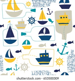 Vector colorful seamless pattern for kids.  Ideal for cards, invitations, baby shower, party,  kindergarten, children room decoration.