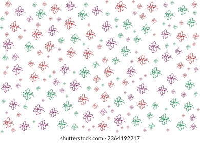 Vector colorful seamless pattern with musical notes and treble clefs on white background.