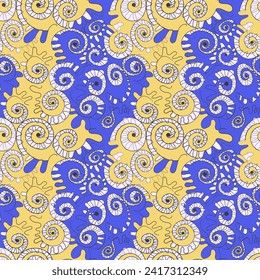 Vector colorful seamless pattern with twisted elements 