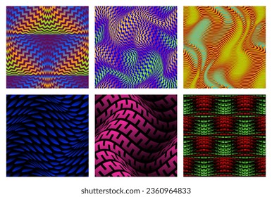 Vector colorful seamless patterns set. Abstract patterned tiles design.