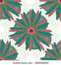 Vector colorful seamless print design in blue, green and white colors.