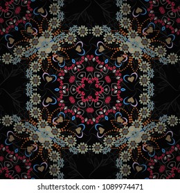 Vector colorful seamless print design in green, black and gray colors.