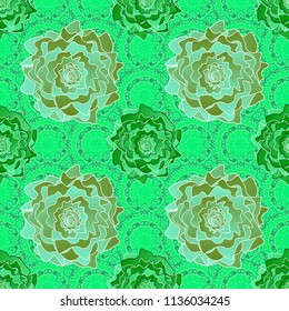 Vector colorful seamless print design in blue, white and green colors.