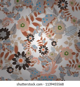 Vector colorful seamless print design in brown, beige and gray colors.