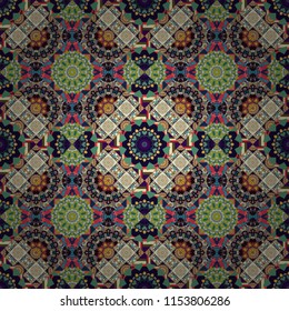 Vector colorful seamless print design in black, red and blue colors.