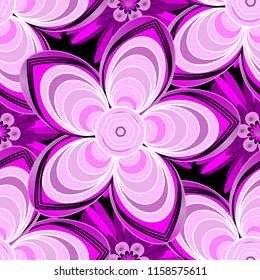 Vector colorful seamless print design in magenta, purple and pink colors.