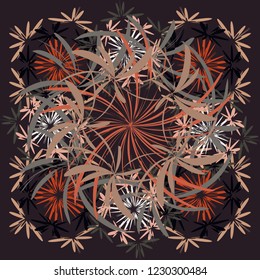 Vector colorful seamless print design in gray, brown and orange colors.