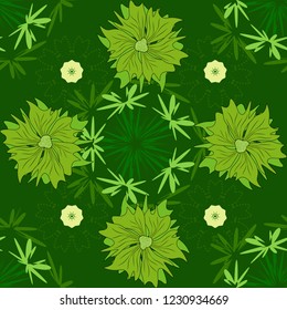 Vector colorful seamless print design in black, green and yellow colors.