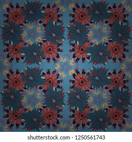 Vector colorful seamless print design in red, blue and green colors.