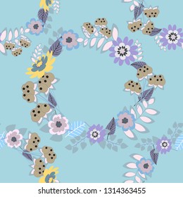 Vector colorful seamless print design in gray, blue and pink colors.