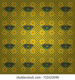 Vector colorful seamless print design in yellow, blue and purple colors.