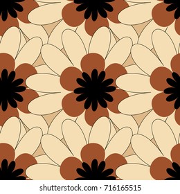 Vector colorful seamless print design in beige, brown and black colors.