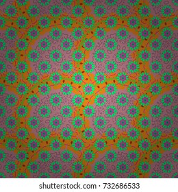 Vector colorful seamless print design in green, pink and orange colors.