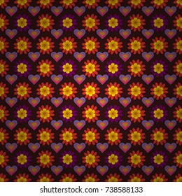 Vector colorful seamless print design in brown, red and yellow colors.