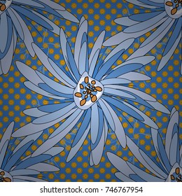 Vector colorful seamless print design in yellow, neutral and blue colors.