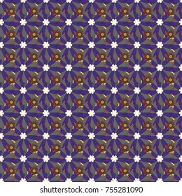 Vector colorful seamless print design in violet, gray and beige colors.