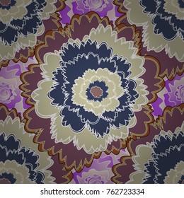 Vector colorful seamless print design in yellow and violet colors.