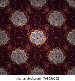 Vector colorful seamless print design in green, red and brown colors.