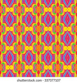 Vector Colorful Seamless Wallpaper. Vintage Pattern. Retro Background of Drawn Lines